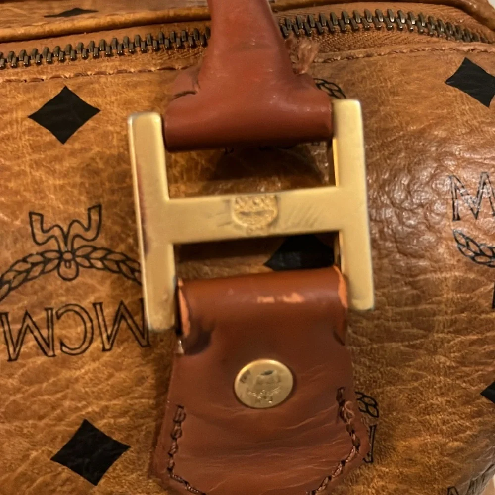 MCM Brown Logo Satchel with Gold Accents-Speedy 25 size - Picture 3 of 13